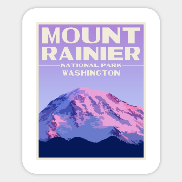 Mount Rainier Sticker by IDesignTShirtsBro